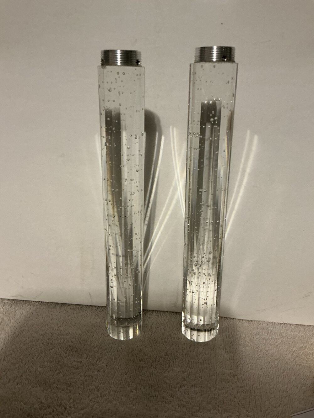 Two Artika Replacement Bubble Crystal Chandelier Glass Light Cylinders 10” H